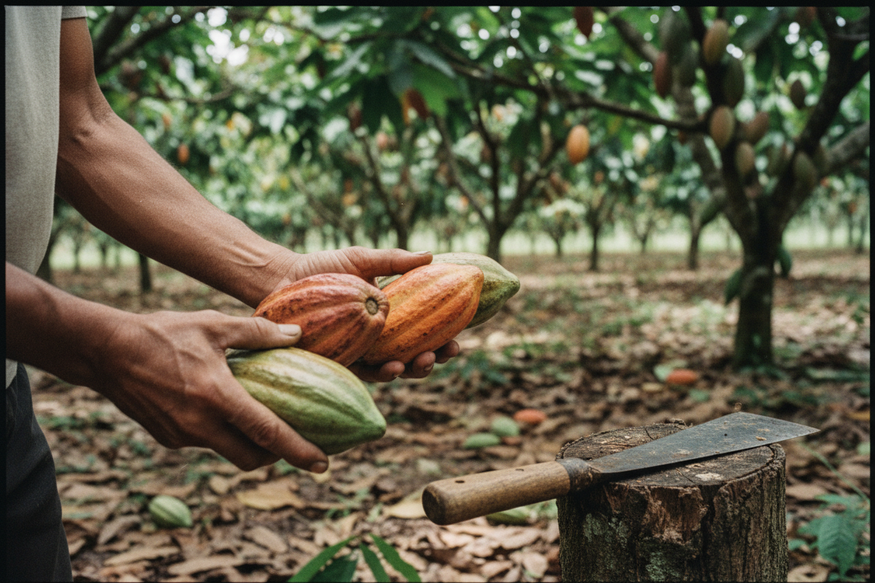 belgesel fotografı gibi kakao hasadı fotografı