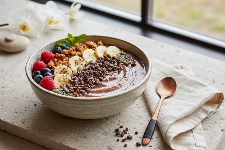 Kıtır Dokulu kakao nibli Smoothie Kasesi (Kahvaltı)