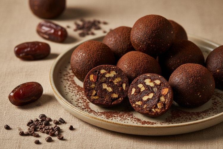 Pişmeyen Kakaolu Enerji Topları (5 Dakikada Hazır)